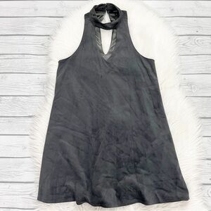 Olivaceous Gray Suede Mini Swing Dress